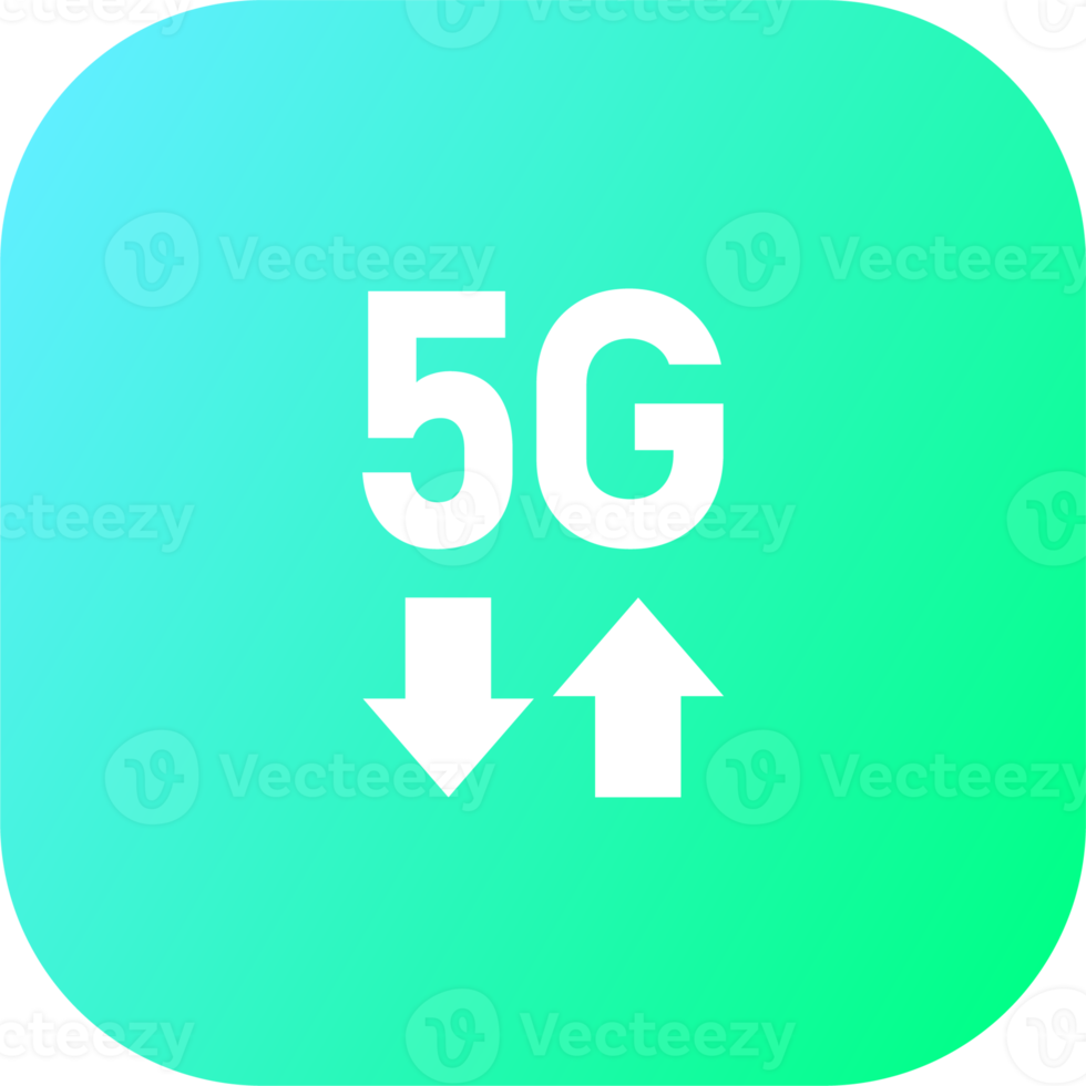 ícone de internet sem fio de quinta geração em cores gradientes quadradas. ilustração de sinais 5g. png