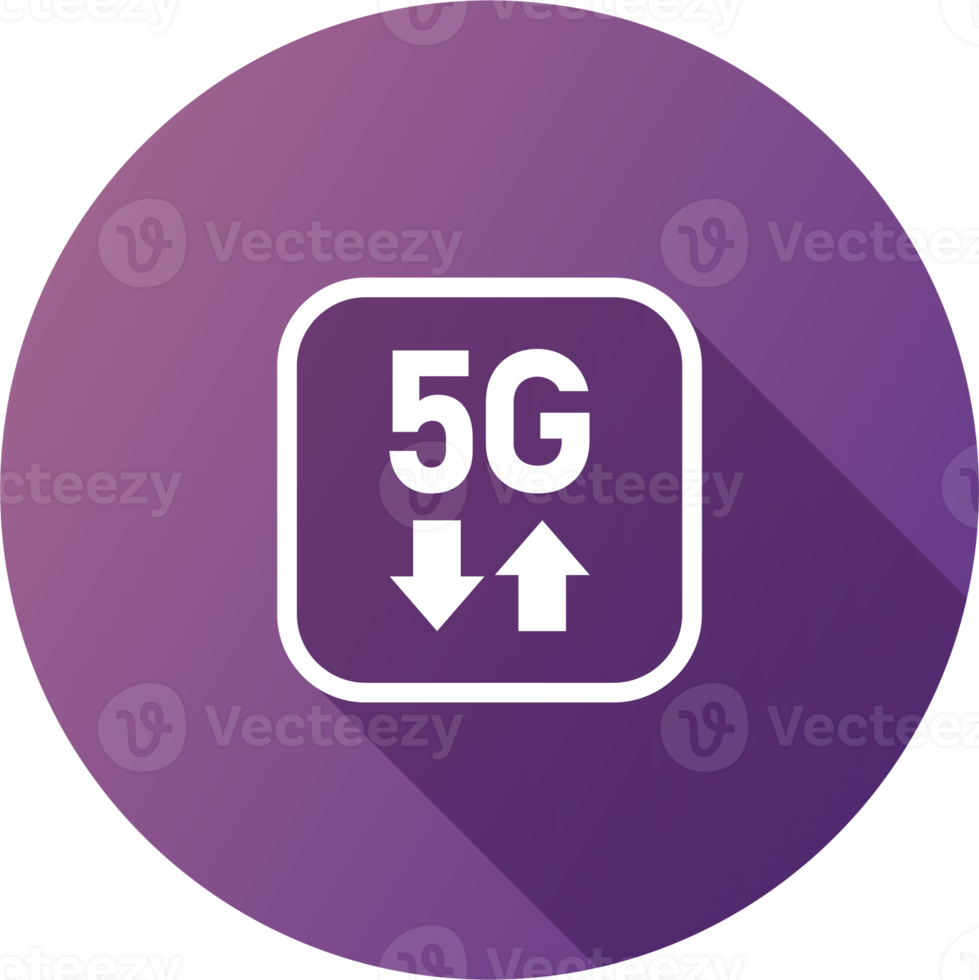 ícone de internet sem fio de quinta geração em estilo de design plano. ilustração de sinais 5g. png