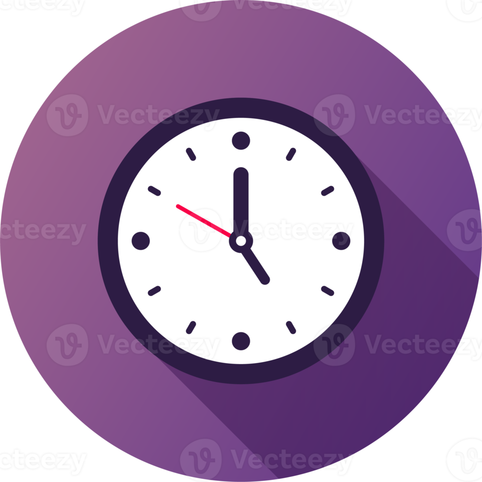 Clock icon in flat design style. Analog time signs illustration. png