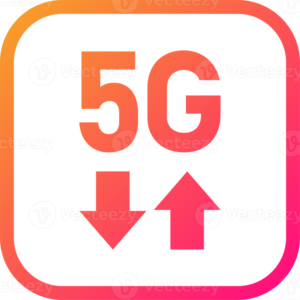 ícone de internet sem fio de quinta geração em cores gradientes. ilustração de sinais 5g. png