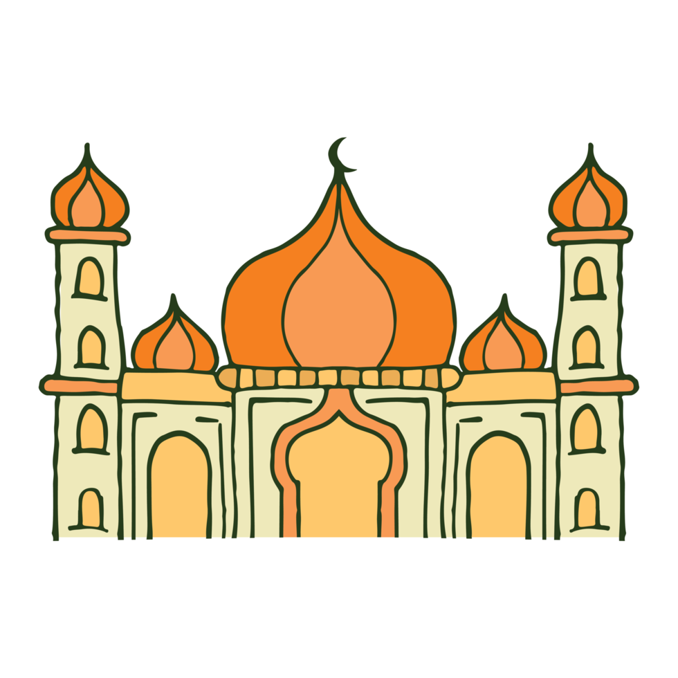 illustration de mosquée dessinée à la main png