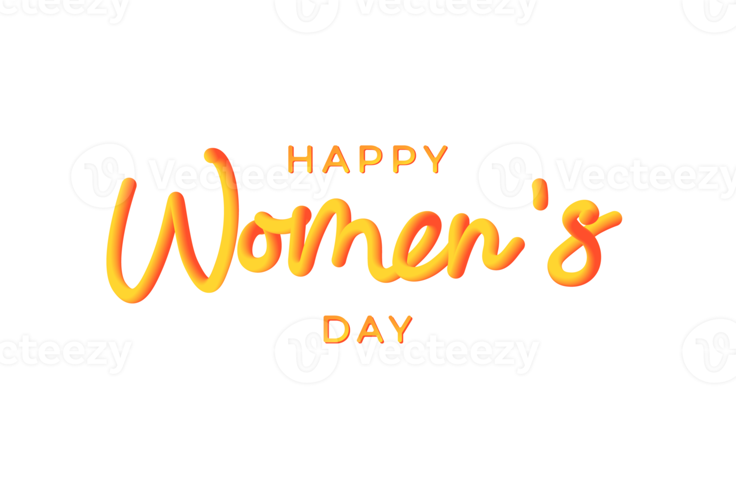 Happy Women's Day. 3d lettering on transparent bakground. Handwritten text. PNG