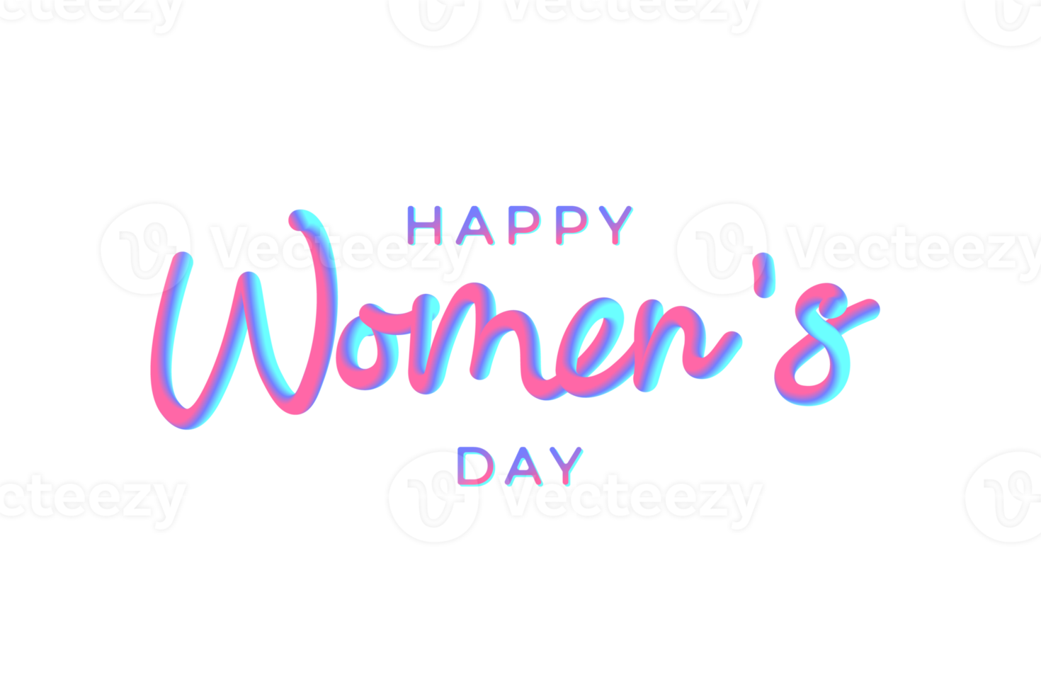 Alles Gute zum Tag der Frauen. 3D-Schriftzug auf transparentem Hintergrund. handgeschriebener Text. png