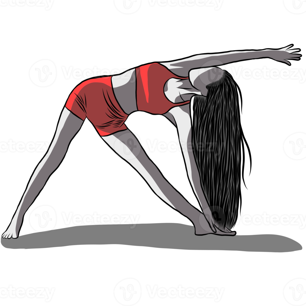 Woman exercise in yoga posture.Creative with illustration in flat design. png