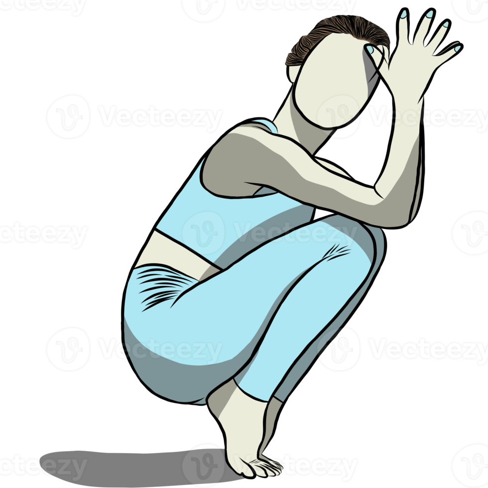 Hand drawn,Woman exercise in yoga png