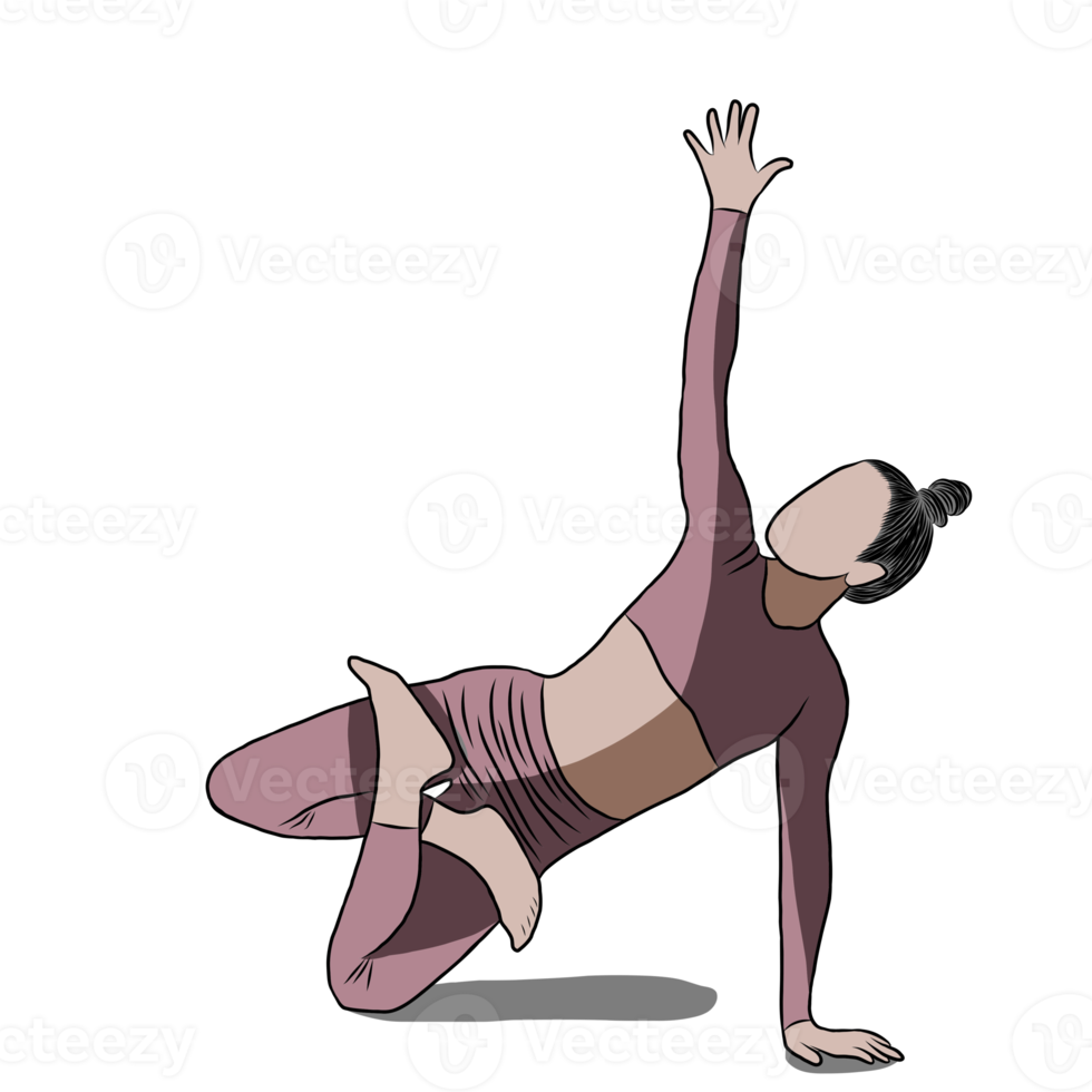 handgezeichnet, Frauenübung in Yoga-Haltung png