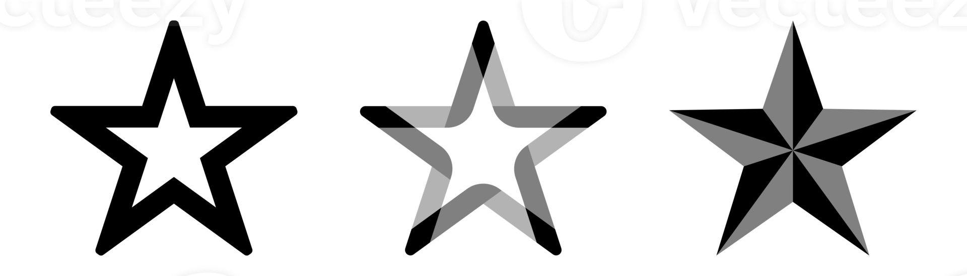 Decorative Five pointed star Icon set png