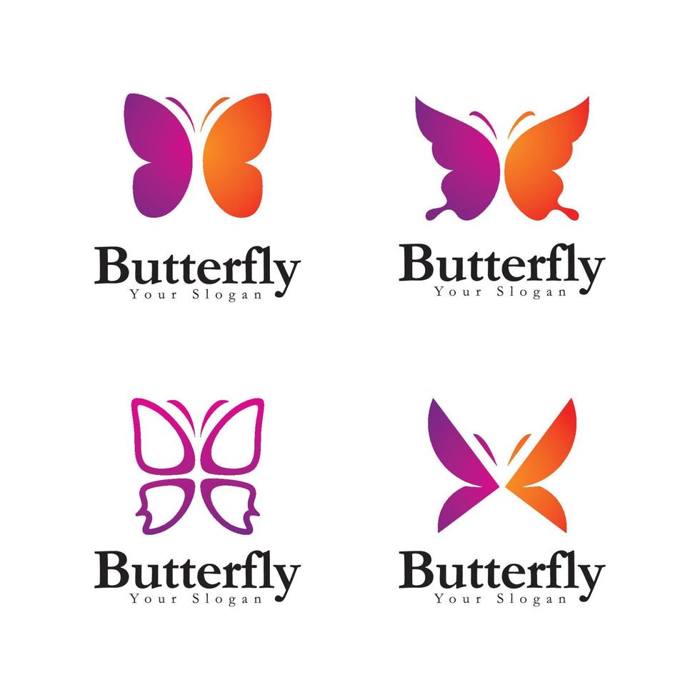 Ilustración de vector de plantilla de diseño de logotipo de mariposa