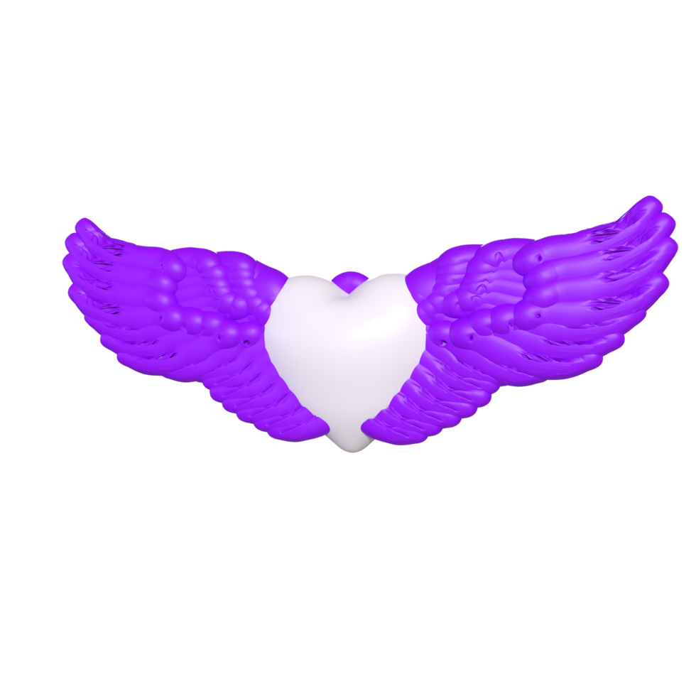 coeur avec des ailes isolé sur fond png