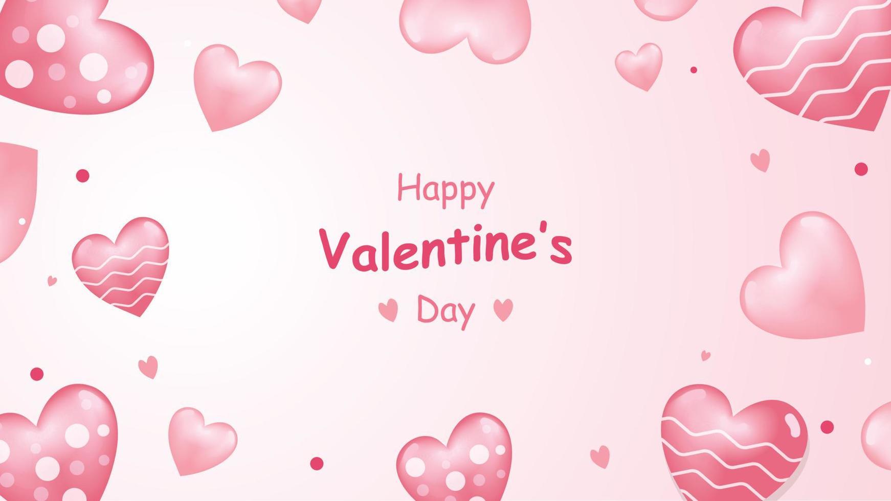Valentine's day social media background greeting card banner with love heart sweet pink celebration symbol beautiful vector