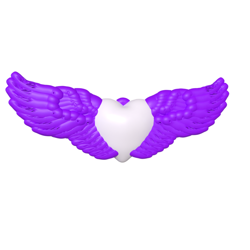 coeur avec des ailes isolé sur fond png