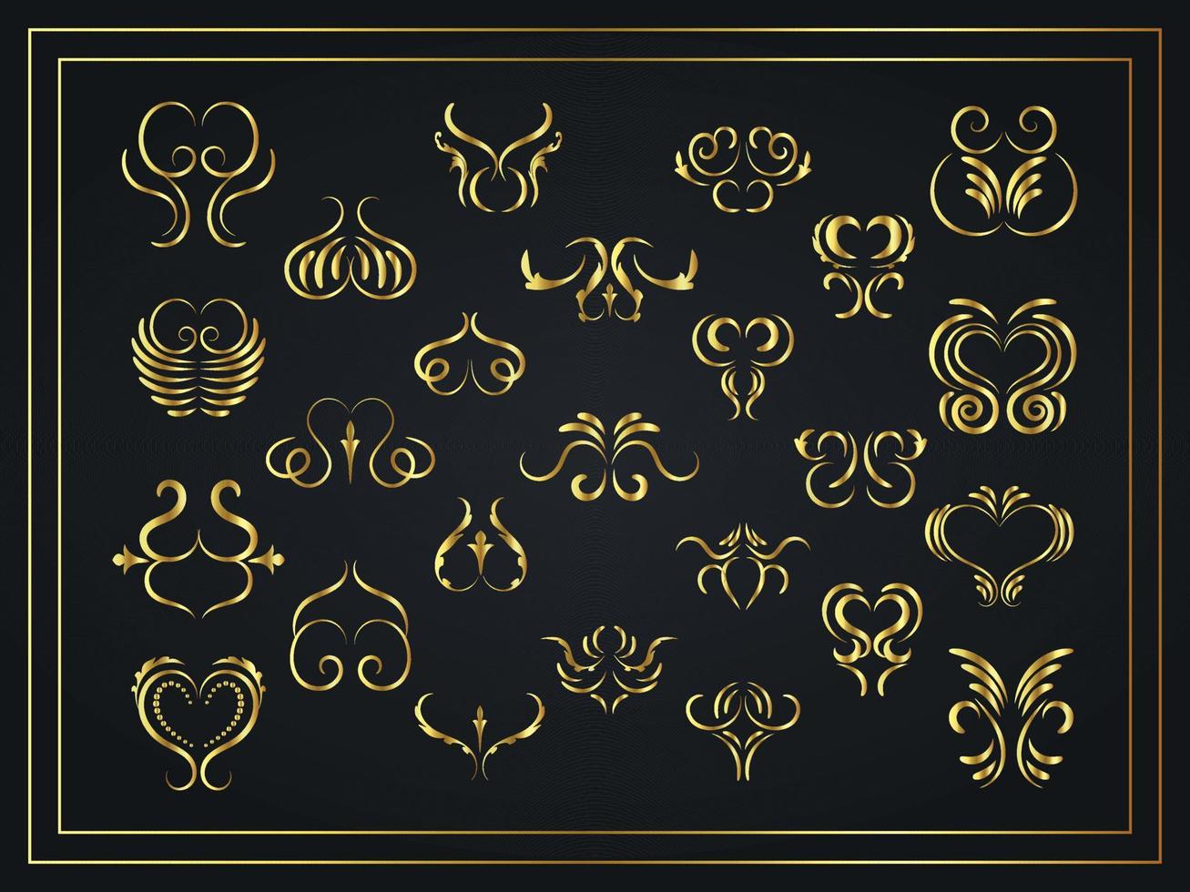 Collection set of decoretive ornament vector illustration, Calligraphic wedding ornament collection