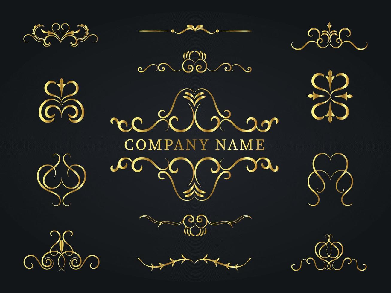 paquete de decoración de colección de elementos ornamentales de logotipo vector