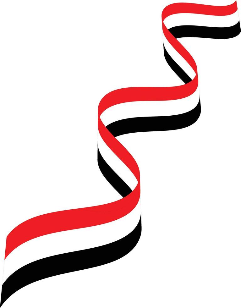 una cinta retorcida que lleva la bandera egipcia en sus tres colores, rojo, blanco y negro vector