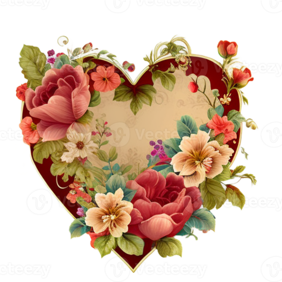 fleurs coeur saint valentin clipart png