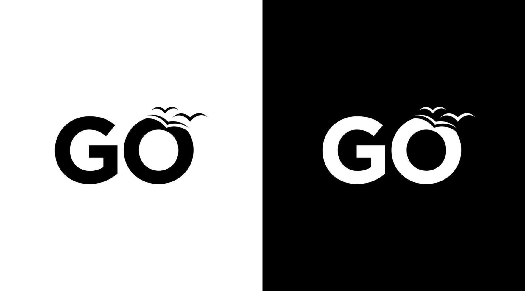 go vector logo con pájaro letra inicial blanco y negro icono ilustración estilo diseños plantillas