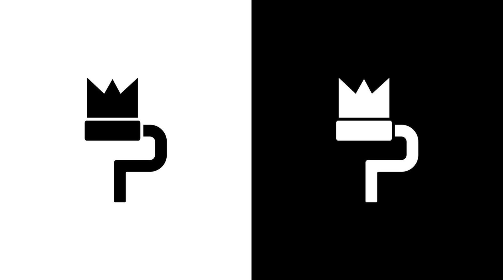 paint king with crown vector logo monogram black and white icon illustration style Designs templates