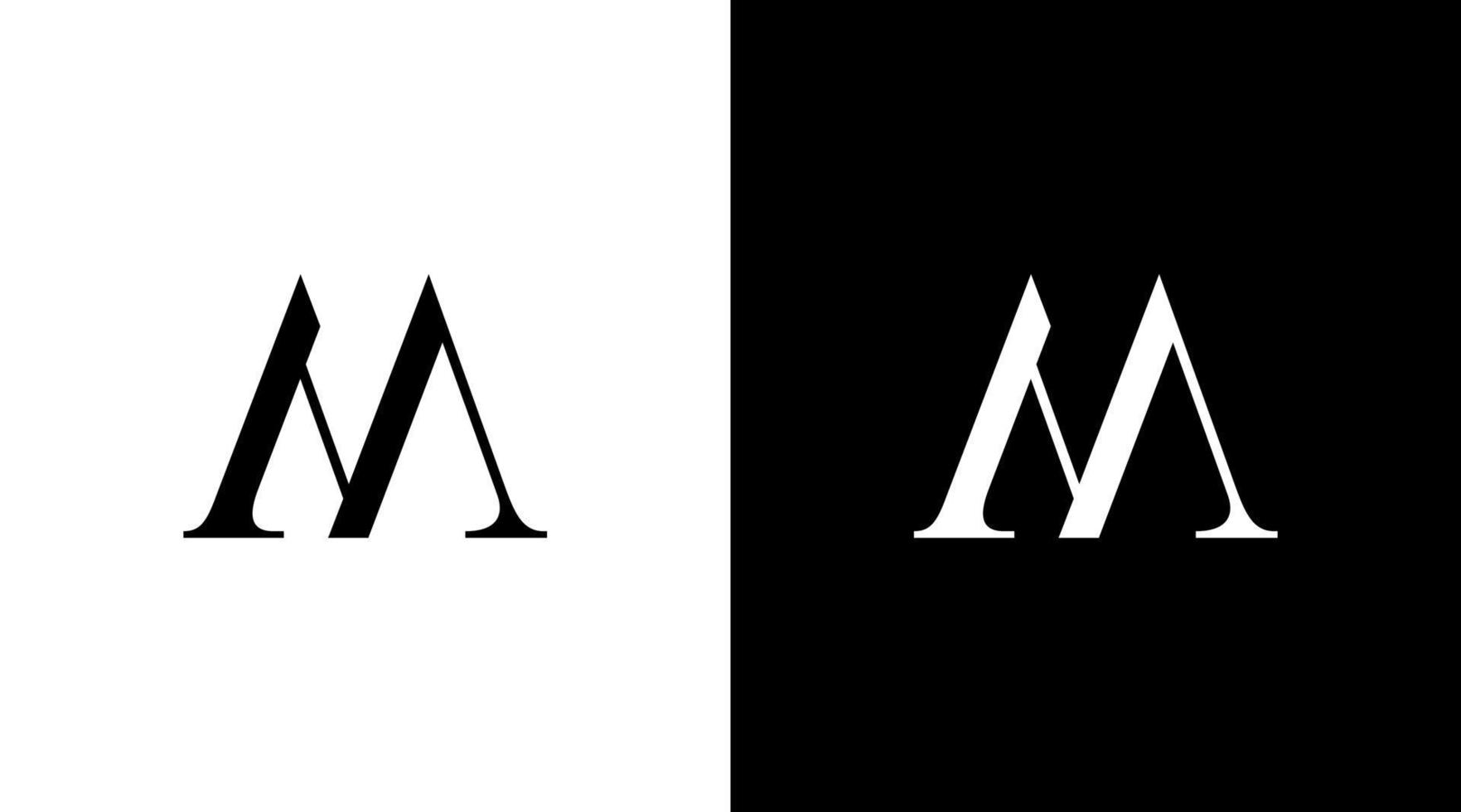 m vector logo abogado monograma letra inicial blanco y negro icono ilustración diseños plantillas