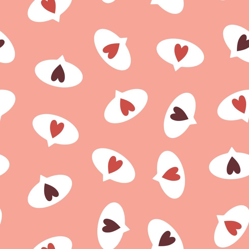 Valentine's day seamless hearts. Oval pattern with romantic chat bubbles, text messages with hearts. Best suited for fabric or paper decorative designs. vector