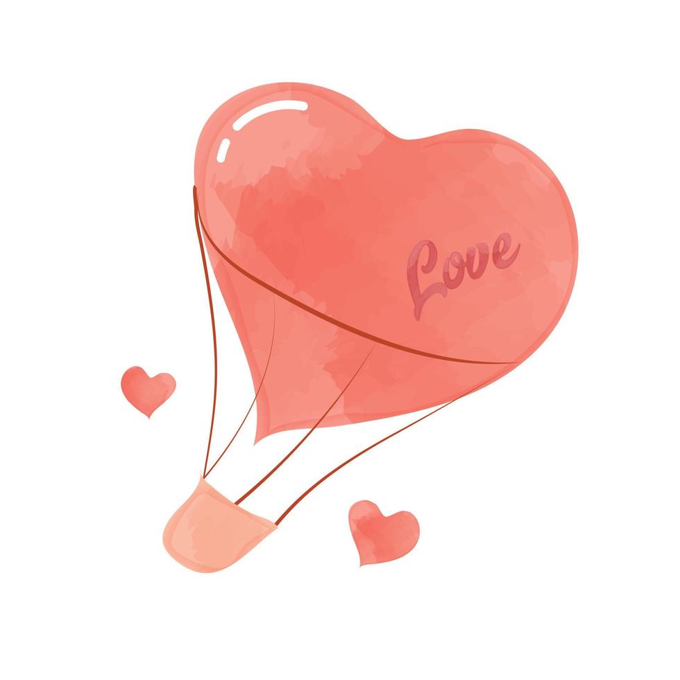 globo de acuarela en forma de corazón. diseño romántico de viajes de boda. lugar para el texto. plantilla de cupón de venta de feliz día de san valentín con corazones. vector