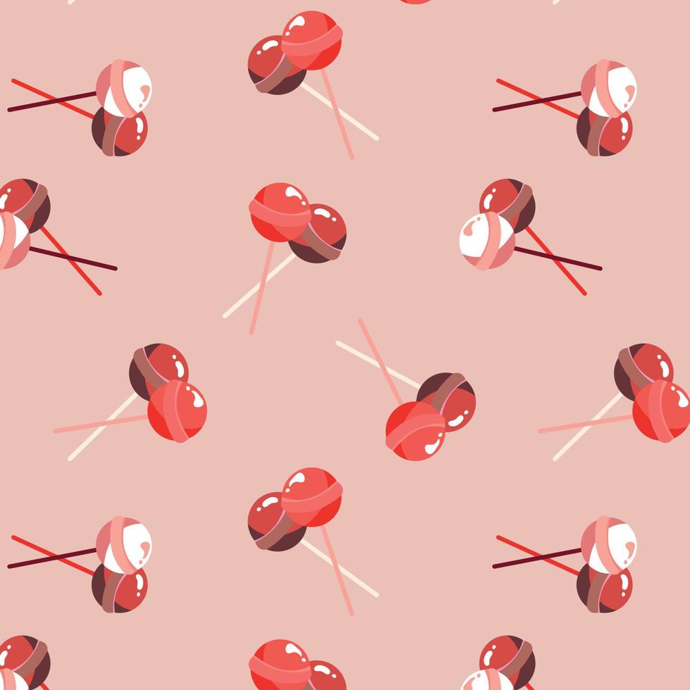 Lollipops. Small scale seamless pattern. Romantic candy wallpaper for your phone. Neutral pink screen background. vector