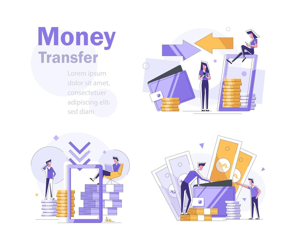sending money from wallet to smartphone,Transfering money,Financial savings or economy concept vector