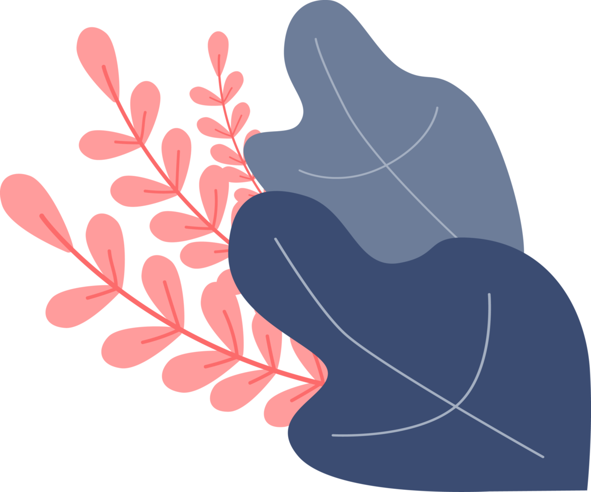 feuille bleue et rose, nouveau design png