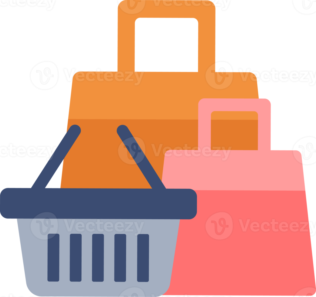 cestas azuis e sacolas de compras, elementos de compras online. png