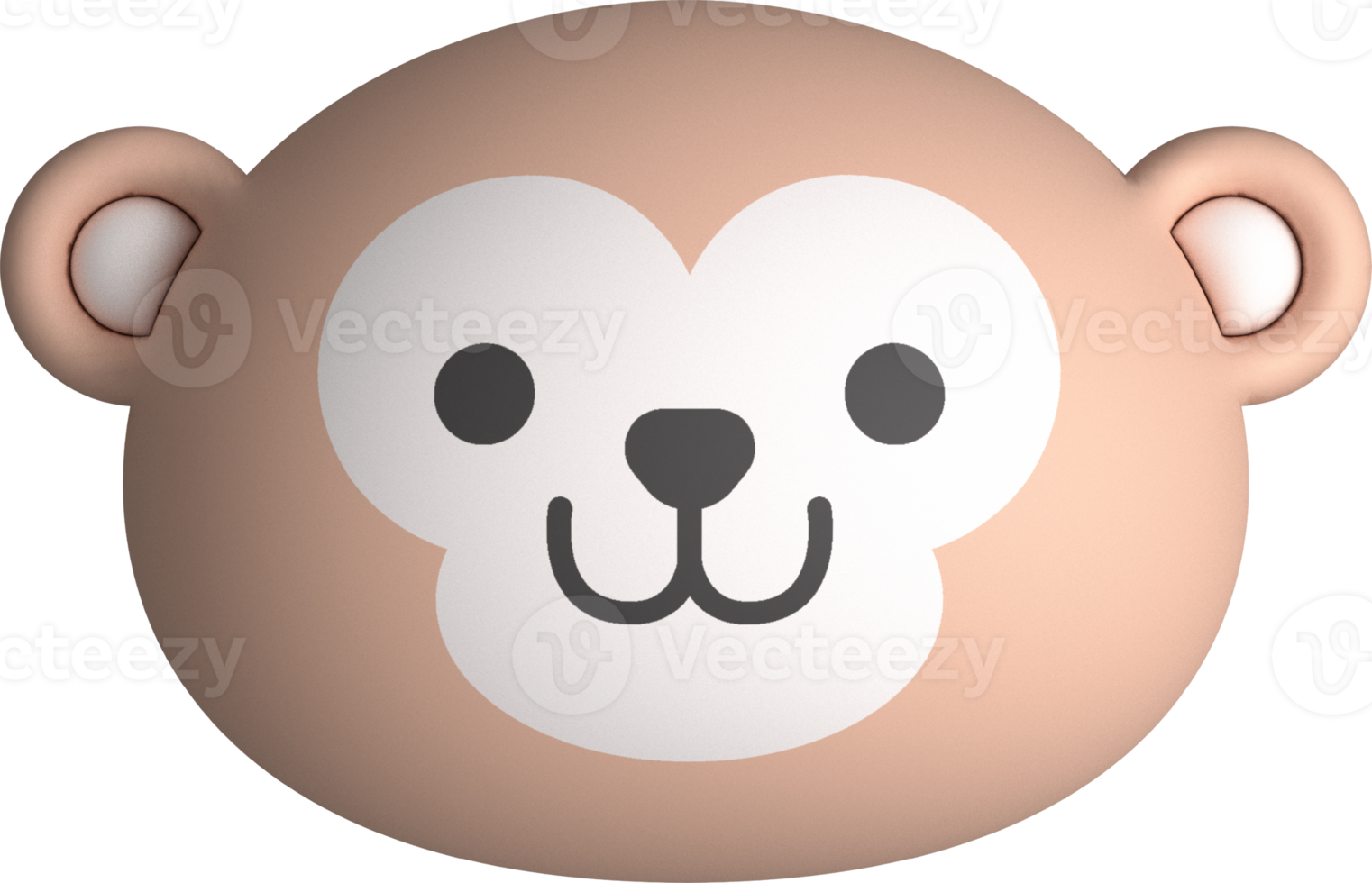 Monkey face 3D, animal face cute emojis, stickers, emoticons ...