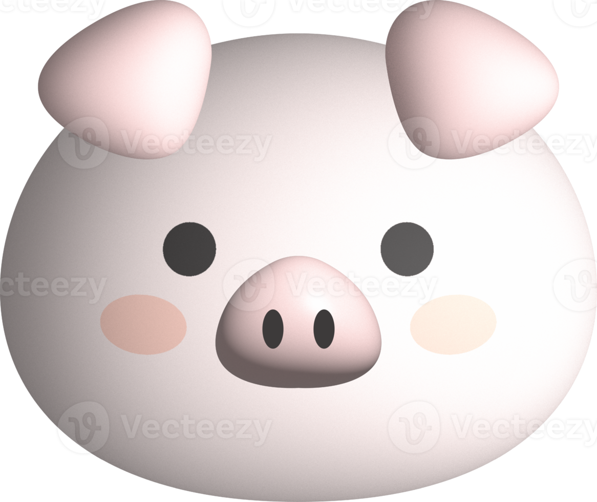 maiale viso 3d, animale viso carino emoji, adesivi, emoticon. png