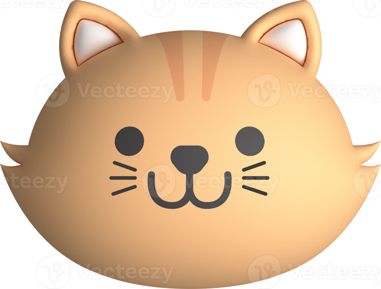 katt ansikte 3d, djur- ansikte söt emojis, klistermärken, uttryckssymboler. png