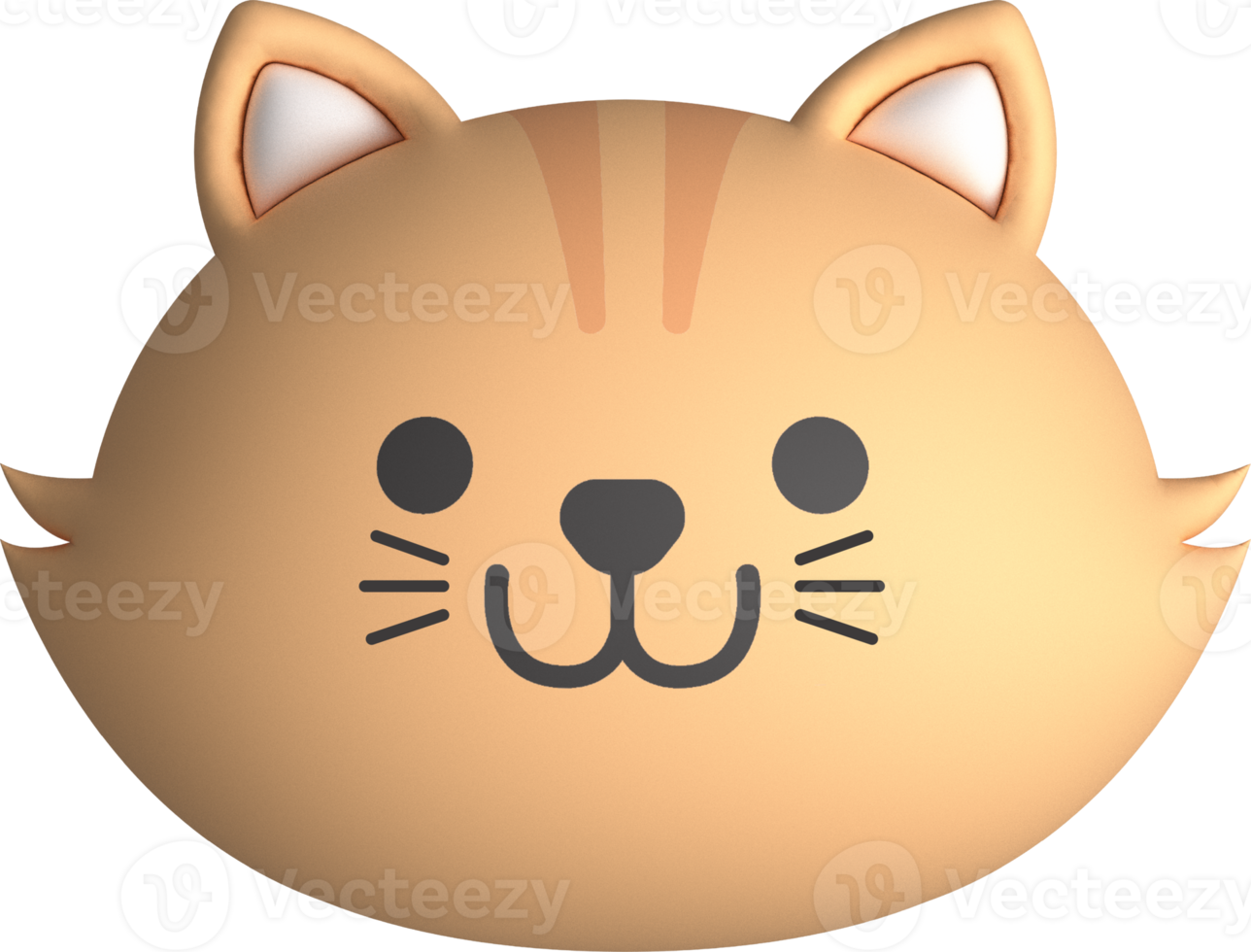 gatto viso 3d, animale viso carino emoji, adesivi, emoticon. png