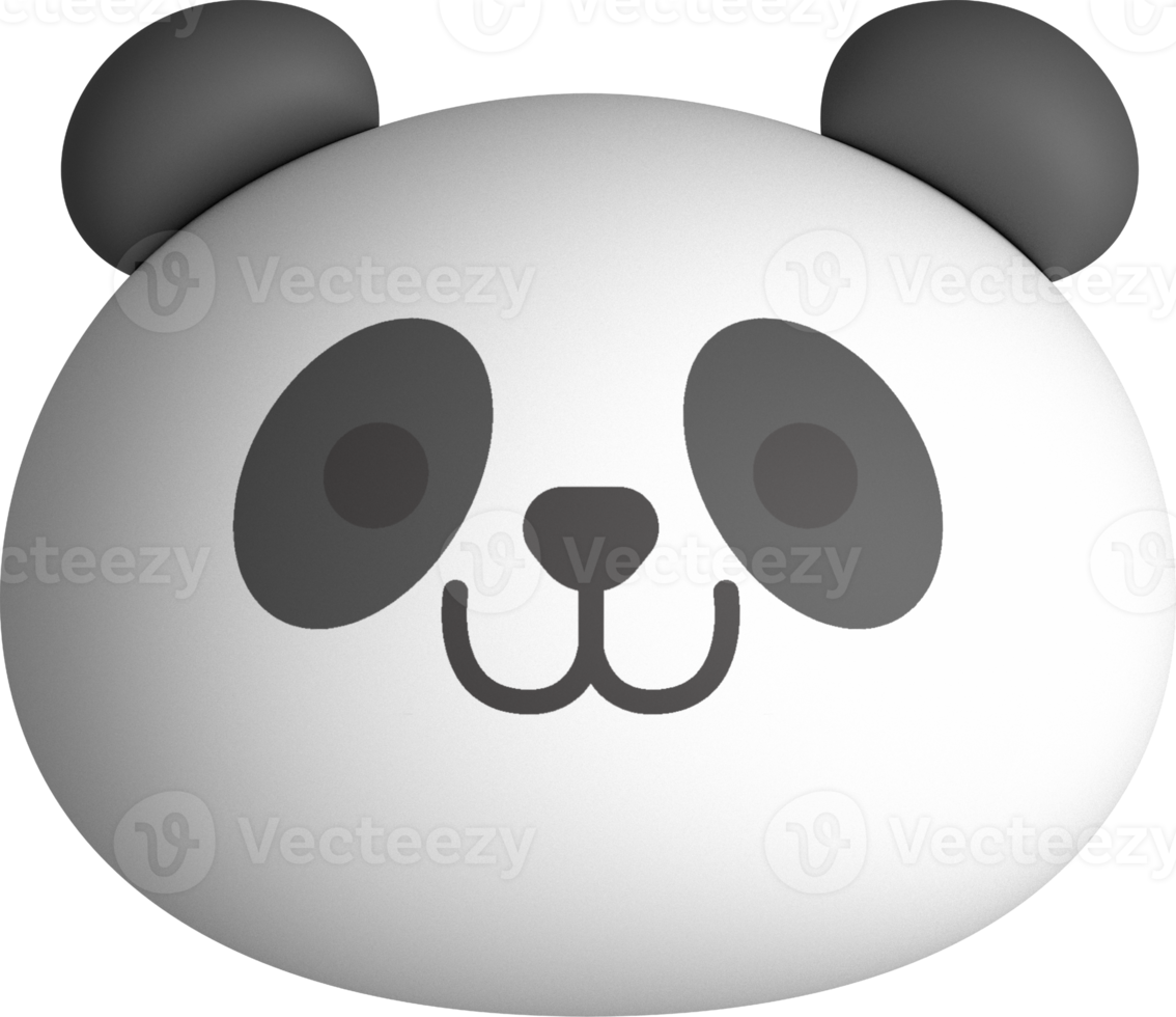 Panda face 3D, animal face cute emojis, stickers, emoticons. png
