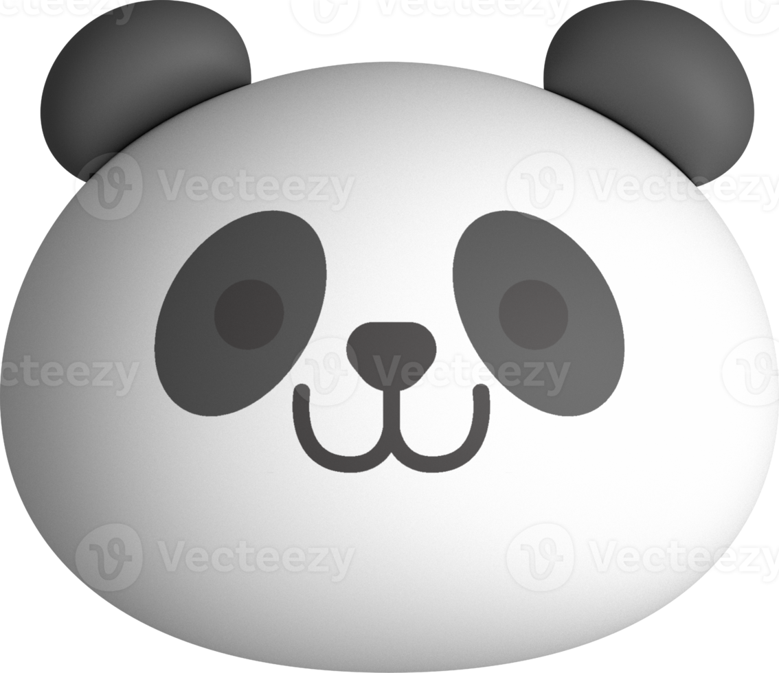 panda gezicht 3d, dier gezicht schattig emoji's, stickers, emoticons. png