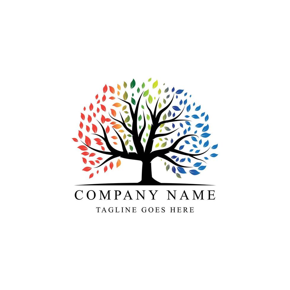 Colorful Tree Logo Design, Natural, growth, environment, leaf, vector