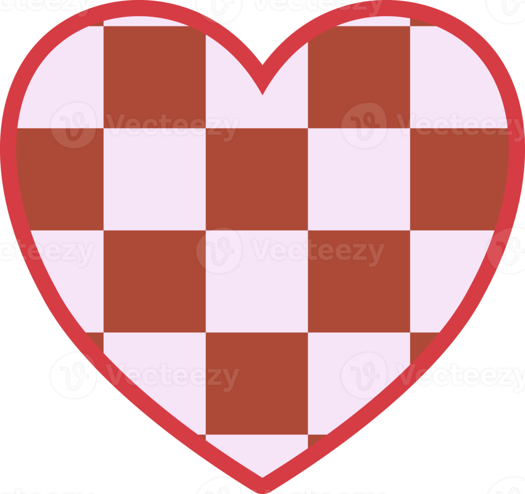 estetik söt checkerboard hjärta form dekoration png