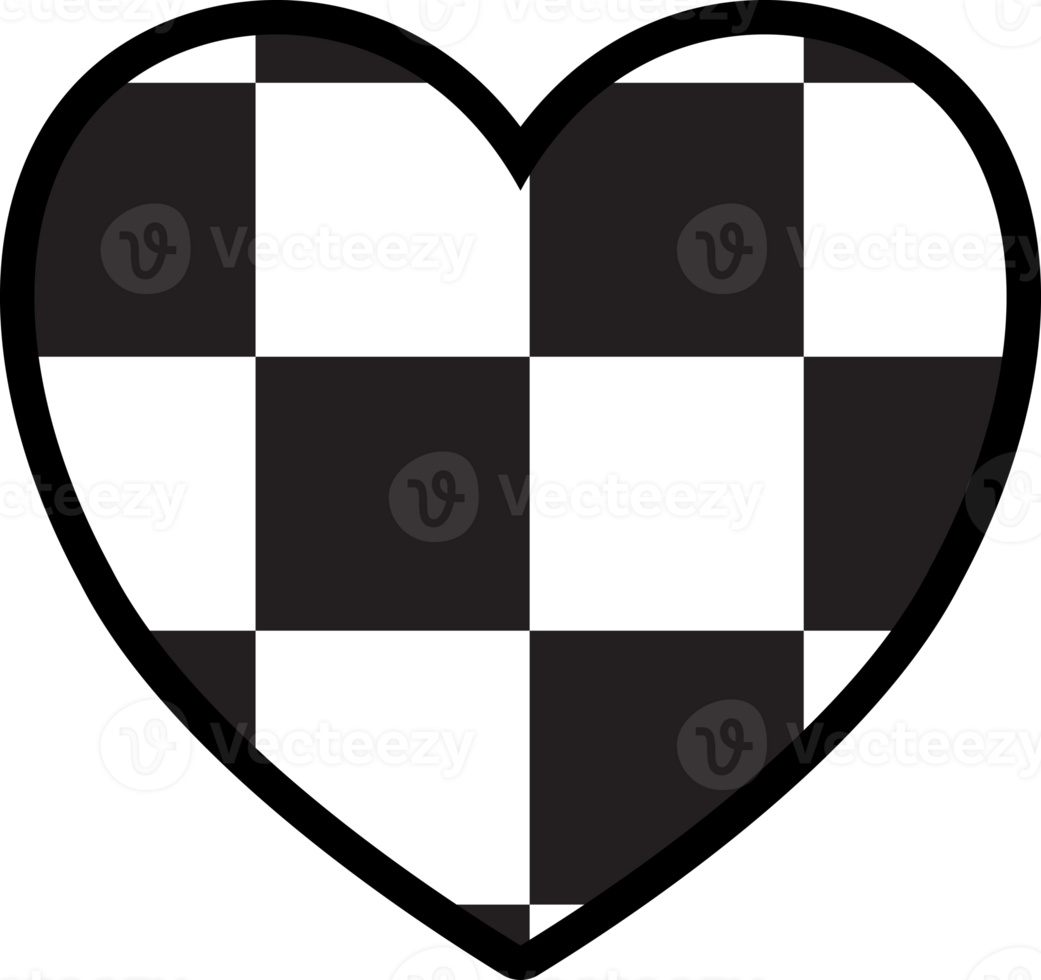 aesthetics cute checkerboard heart shape decoration png