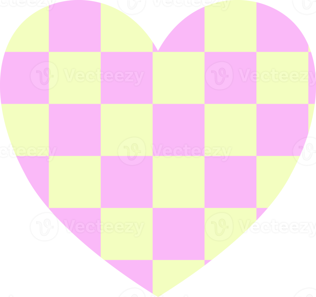 aesthetics cute checkerboard heart shape decoration png