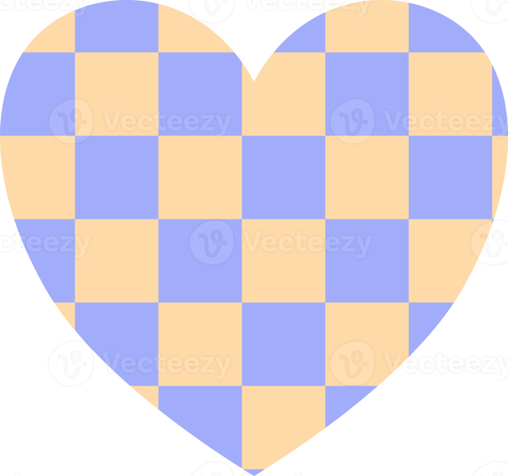 estetik söt checkerboard hjärta form dekoration png