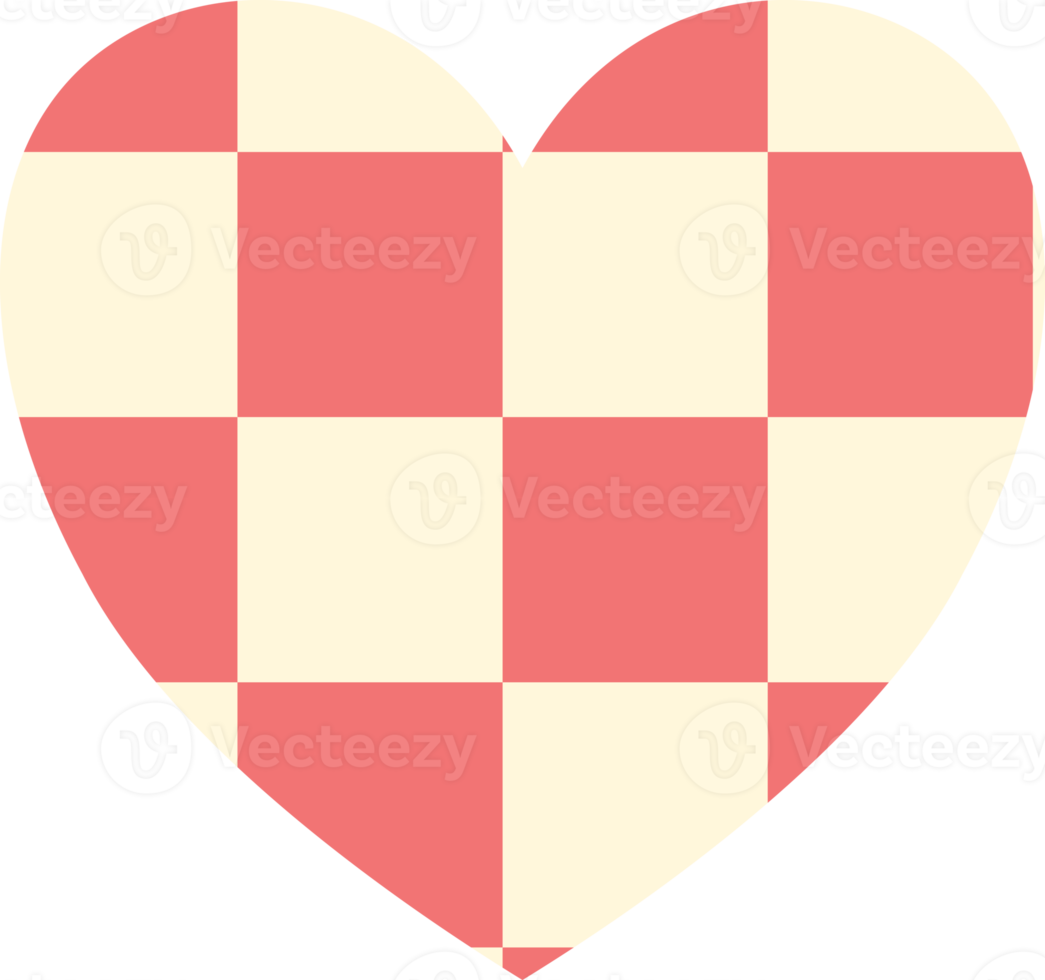 aesthetics cute checkerboard heart shape decoration png