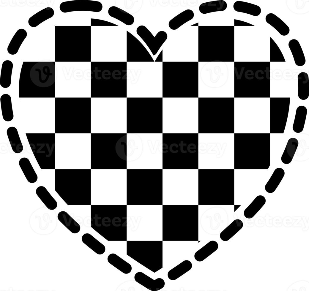 aesthetics cute checkerboard heart shape decoration png