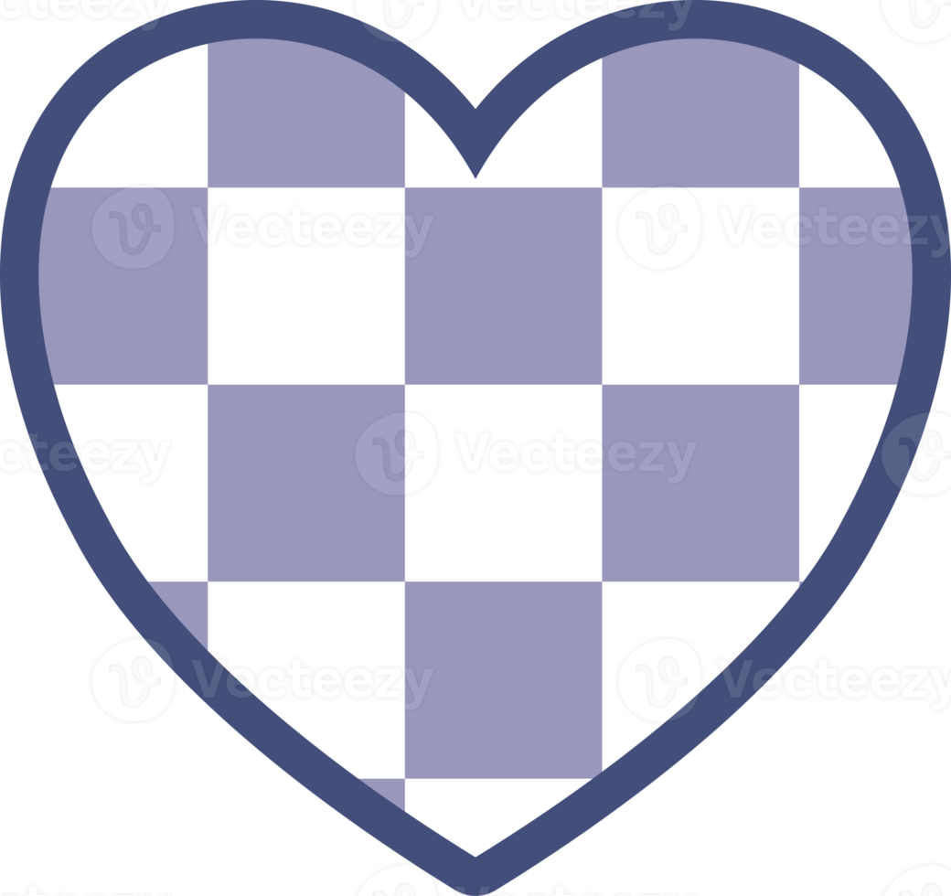 estetik söt checkerboard hjärta form dekoration png