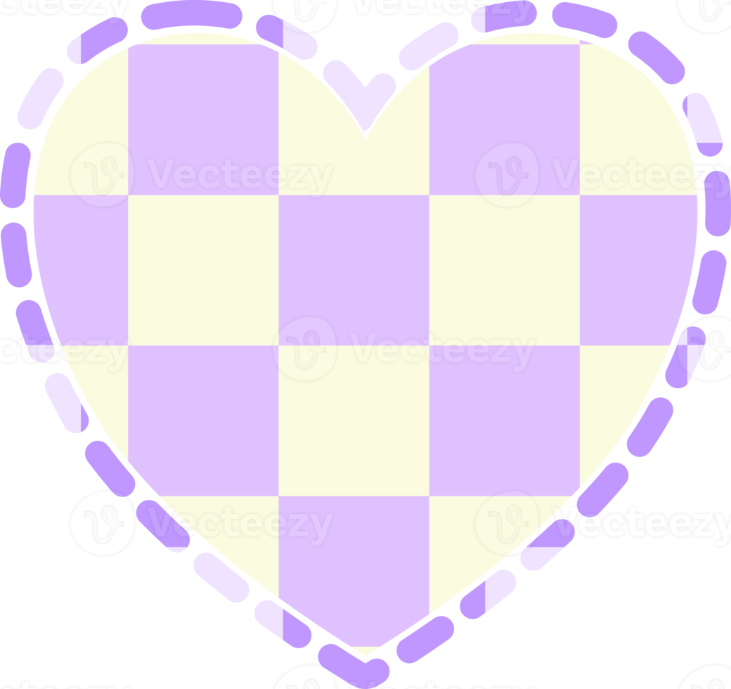 aesthetics cute checkerboard heart shape decoration png