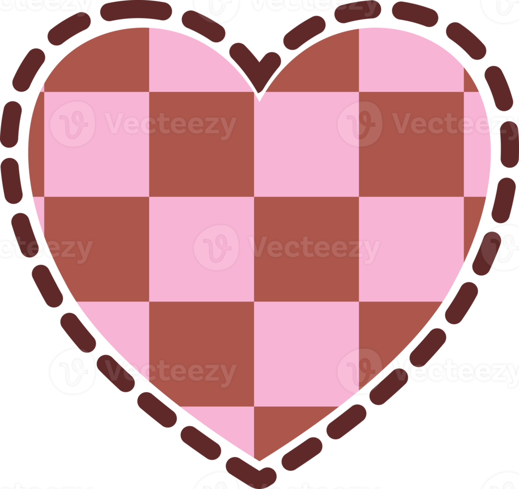 aesthetics cute checkerboard heart shape decoration png