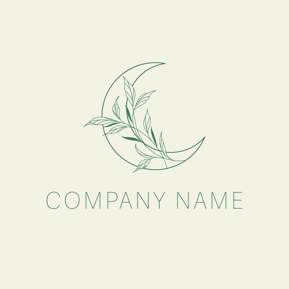 Crescent and leaves logo design vector