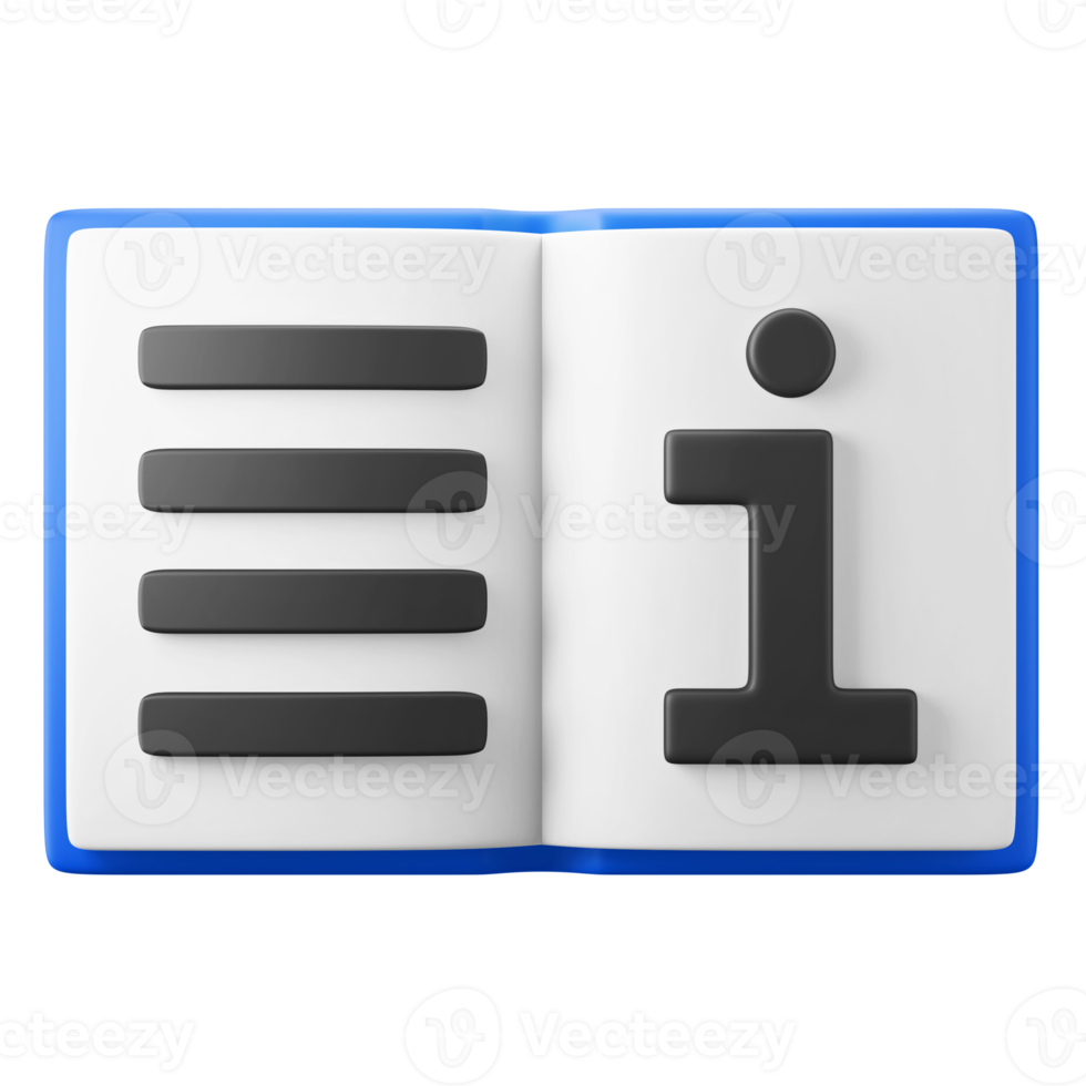 manual de usuario información libro abierto símbolo interfaz de usuario tema 3d icono render ilustración aislado png