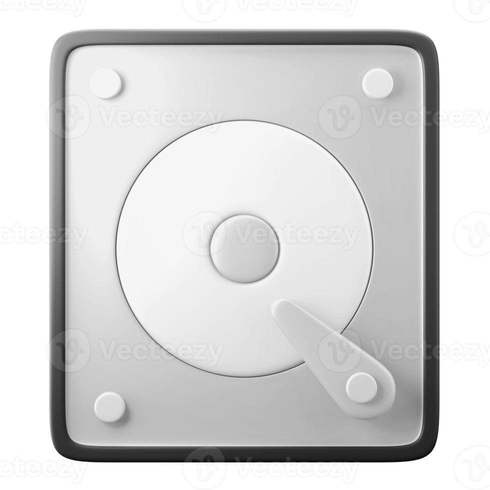 silver shiny harddisk data storage symbol user interface theme 3d render icon illustration isolated png