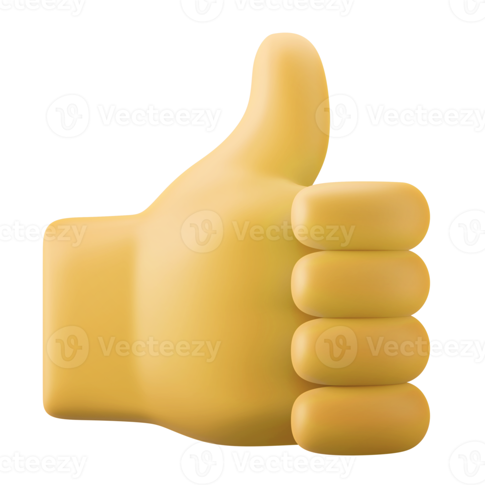 yellow hand thumb up appreciation symbol user interface theme 3d icon rendering illustration isolated png