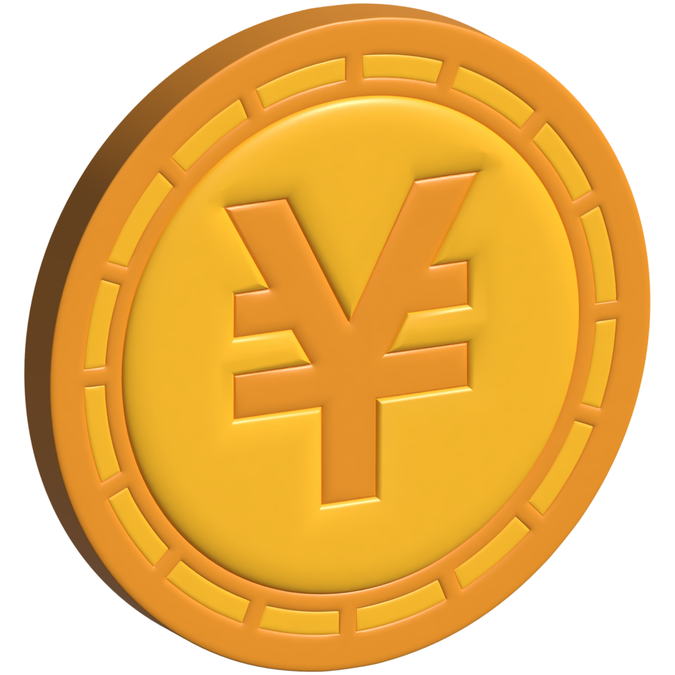 3d yen o yuan moneta cartello png