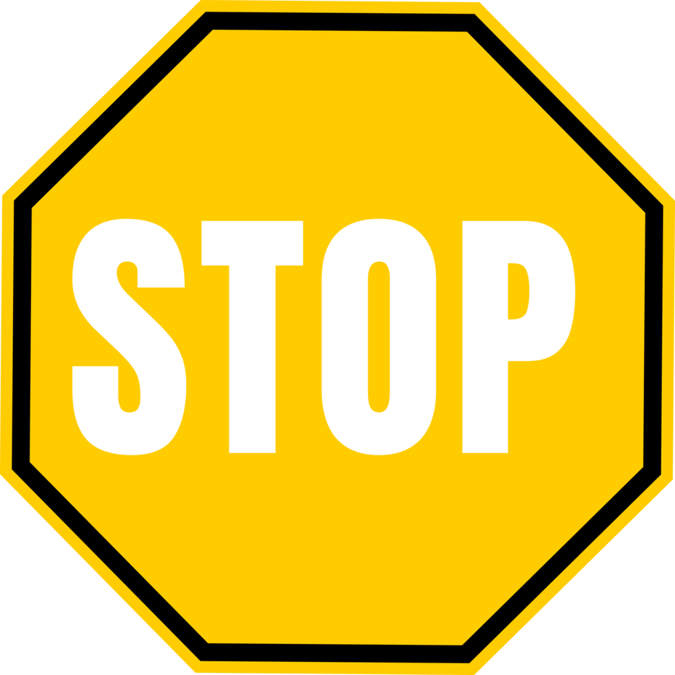 stop sign with yellow icon png